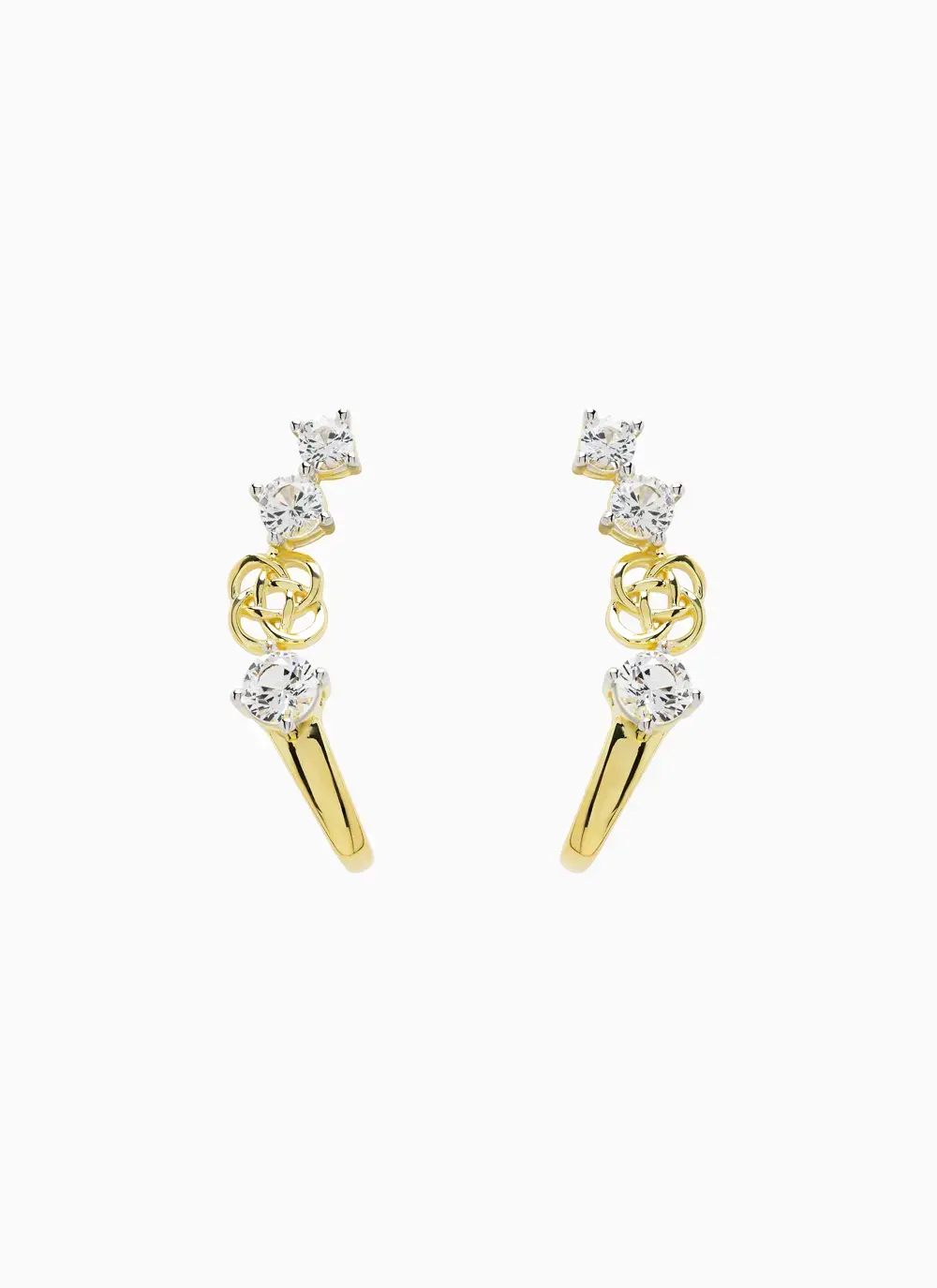 14K Gold Vermeil Celtic Knot with White Sapphire Earrings